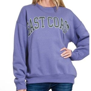ZENANA NIP East Coast Purple FLEECE LINED SOFT OVERSIZED SWEATSHIRT
